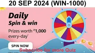 Amazon daily spin and win quiz answer 20 Sep 2024 🔥 win Rs 5000 #quizplaywin | Quiz Play Win