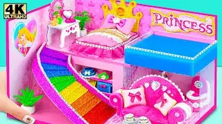 Build LUXURY Princess Bedroom with Private Swimming Pool, HUGE Slide for Rich ❤️ DIY Miniature House