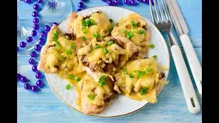 Куриное филе с грибами и сыром