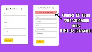 Contact US Form with validation using HTM, CSS & Javascript