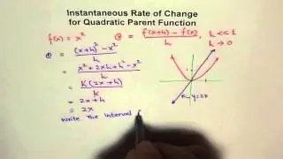 Instantaneous Rate of Change Quadratic Function