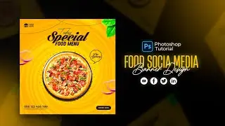 Food social media banner design for Freepik | Photoshop Tutorial