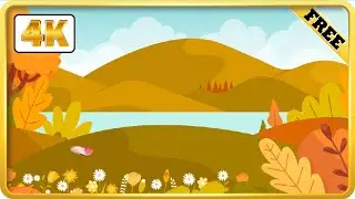 Autumn cartoon background video loops 4k