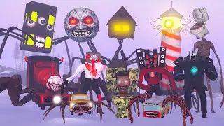 HOUSE HEAD, CURSED MOON, CAMERA MAN BOSS, LIGHTHOUSE, CAR EATER | ALL MONSTERS FIGHT!