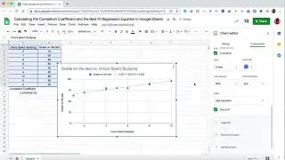 Calculating the Correlation Coefficient and Best Fit Regression Using Google Sheets