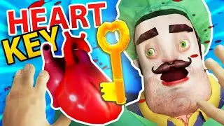 SECRET KEY hidden in THE NEIGHBOR'S HEART!!?! (Surgeon Simulator Hello Neighbor VR)