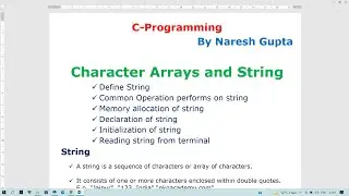 String and Character Array in C Language | String in C | String handling in C language