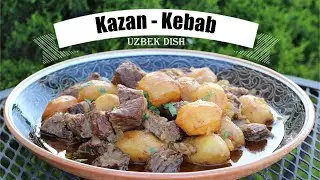 *Kazan-Kebab* with Beef. Uzbek Dish- fried meat and potatoes.