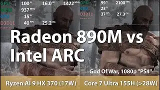 AMD Ryzen AI 9HX 370  (17 Watts) vs Intel Core 7 Ultra 155H (54 Watts). iGPU Comparison in 5 Games.