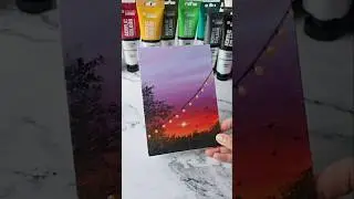Easy way to paint a sunset / acrylic painting ideas for beginners ✨️