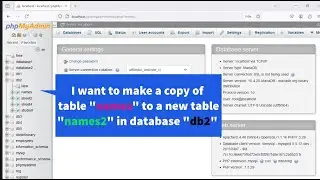 How to copy table from another table with data in same database in phpmyadmin mysql