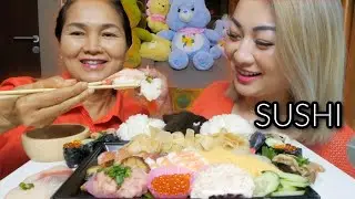 SUSHI Mukbang with NANA Eats*Temaki Sushi Set with Assorted Nigiri | N.E Let's Eat