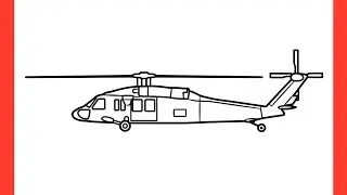 How to draw an UH-60 BLACK HAWK step by step / drawing American Helicopter uh 60 easy