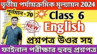 class 6 english 3rd unit test question paper 2024 // class 6 english 3rd unit test suggestion 2024