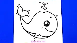 How to draw a Cute Whale step by step | BOBO Cute Art