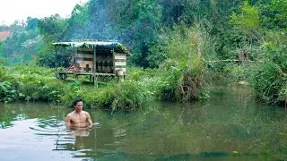 2 Days solo survival CAMPING by the Stream. Foraging For Wild Food, Catching Fish. Bushcraft Camping