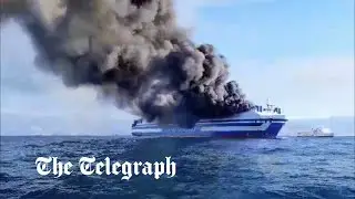 Hundreds evacuated after huge fire breaks out on ferry near Greek island