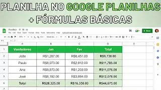 Como Fazer Planilha no Google Planilhas | Tabela no Google Sheets e Fórmulas Básicas