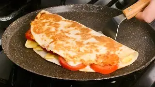 Pour the egg mixture on the tortilla the easiest breakfast five minutes