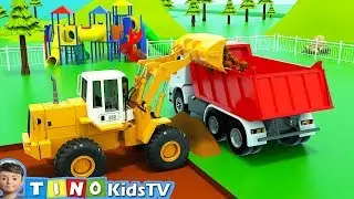 Bulldozer, Wheel Loader and Dump Trucks for Kids | Playground Repair for Children