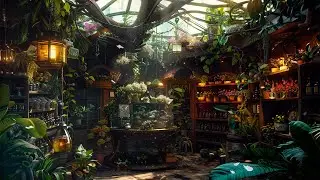 Relaxing Magical Music w/ Tropical Exotic Plant Shop 🌳 Birds, Cricket & Ambience Sounds ASMR