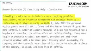 Messer Griesheim (A) Case Study Help - Caseism.Com