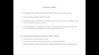 Econometrics MOOC by Econometrics Academy