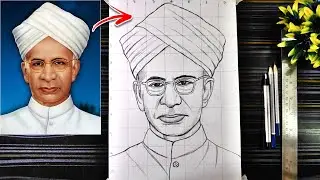 Teacher Day Sarvepalli Radhakrishnan Drawing Outline, How To drawing Dr. Sarvepalli Radhakrishnan