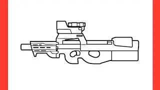 How to draw P90 gun step by step / drawing fn p90 from pubg mobile easy