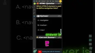 HTML Quiz 29: Which HTML5 element is used to define navigation links? #html #css #webdesign #shorts