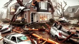 Crazy hurricane in the Netherlands! Destruction in the city of Meppel