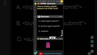 HTML Quiz 23: How to create a submit button in an HTML form? #html #css #coding #shorts