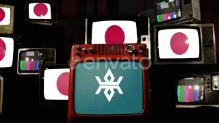 Flag of Iwate Prefecture and Japan Flags on Retro TVs. | Stock Footage - Envato elements