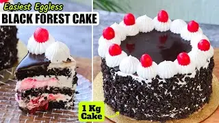 Easiest Bakery Style Eggless Black Forest Cake Recipe I 1 Kg Black Forest Cake I Birthday Cake