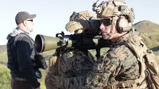 U.S. Marines fire the M3E1 MAAWS 'Carl Gustaf' Anti-Armor Weapon