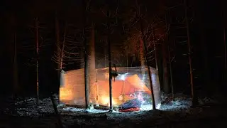 Ночевка зимой без палатки, укрытие из стрейч пленки, Татарстан поход Набережные Челны