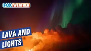 Watch: Stunning Video Shows Northern Lights Glow Above Volcanic Eruption In Iceland