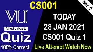 CS001 Quiz 1 Solution 2021 | 28 Jan Fall 2020 |  CS001 Quiz 1 Solv | Set 2 | AM Knowledge Official