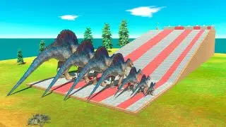 Carnivorous Dinosaurs of Different Sizes Climbing Race  - Animal Revolt Battle Simulator