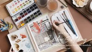 Art vlog #6 | Urban Sketching | Drawing & Watercolor Painting Japanese Seafood Restaurant