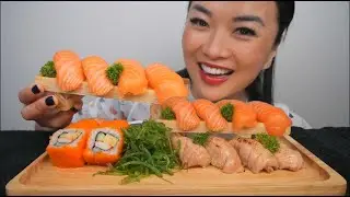 SALMON SUSHI FEST (ASMR EATING SOUNDS) NO TALKING | SAS-ASMR