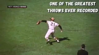 Roberto Clemente Makes a Perfect Throw to Home From The Warning Track