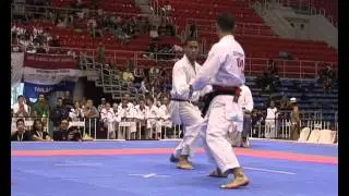 Team Kumite final Rikiya Iimura JPN vs BRA 1st match