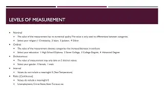 Week 4 Part 2: Levels of Measurement and Precision