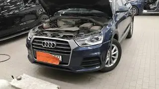 Audi Q3 2017 года снятие переднего бампера