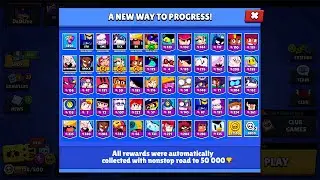 All REWARDS with NONSTOP to 50000🏆Without Collecting TROPHY ROAD - Brawl Stars