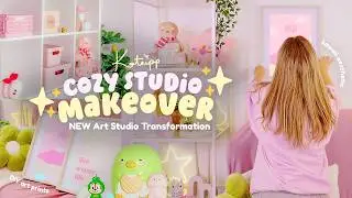 art studio makeover 🌸📦 moving into my NEW art studio, cozy studio transformation | STUDIO VLOG