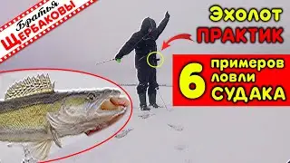 Поклевки ШЕСТИ СУДАКОВ на эхолоте Практик с ОБЪЯСНЕНИЯМИ. Сильные и СЛАБЫЕ СТОРОНЫ прибора В СХЕМАХ!