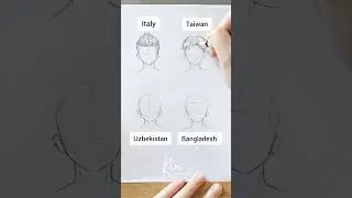 Italy x Taiwan x Uzbekistan x Bangladesh - How to draw hair for anime boy Pt 6 #draw #animehair