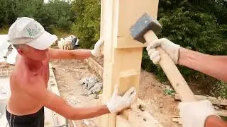 A house out of the vertical timber. From start to finish